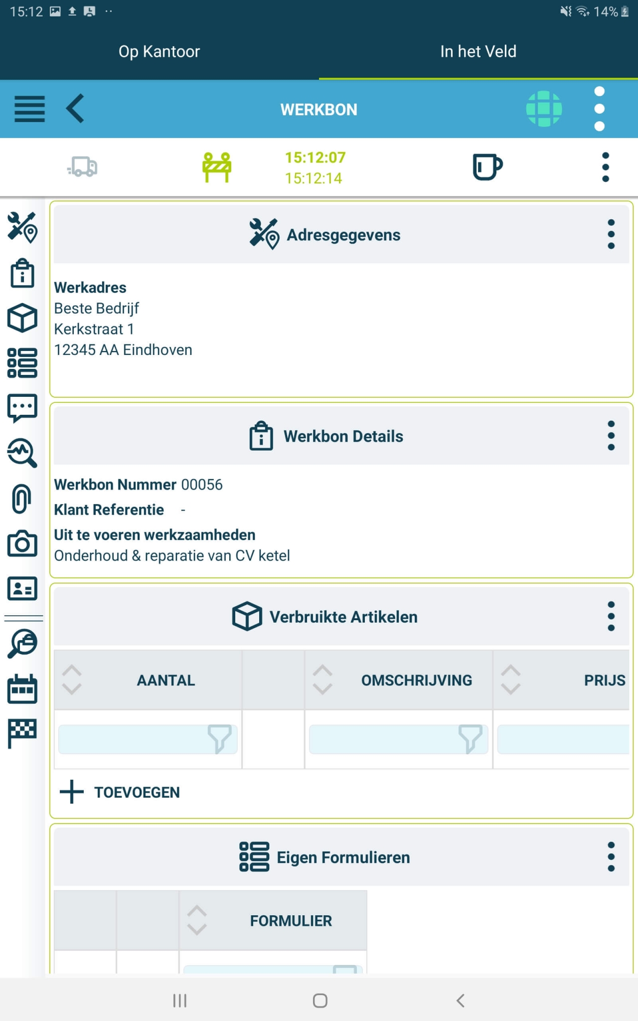 Digitale werkbon app